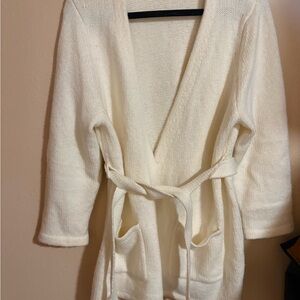 Cozy White Knit Cardigan with Belt